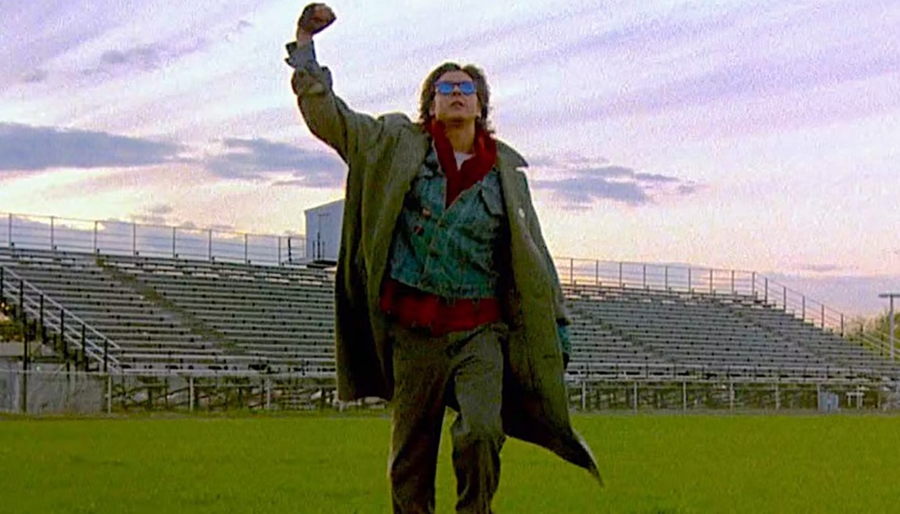 Shot of Judd Nelson as Bender at the end of "The Breakfast Club"